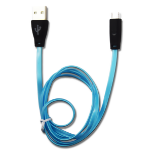 Bild von USB Datenkabel - schwarz - mit blauer LED-Beleuchtung - 100cm