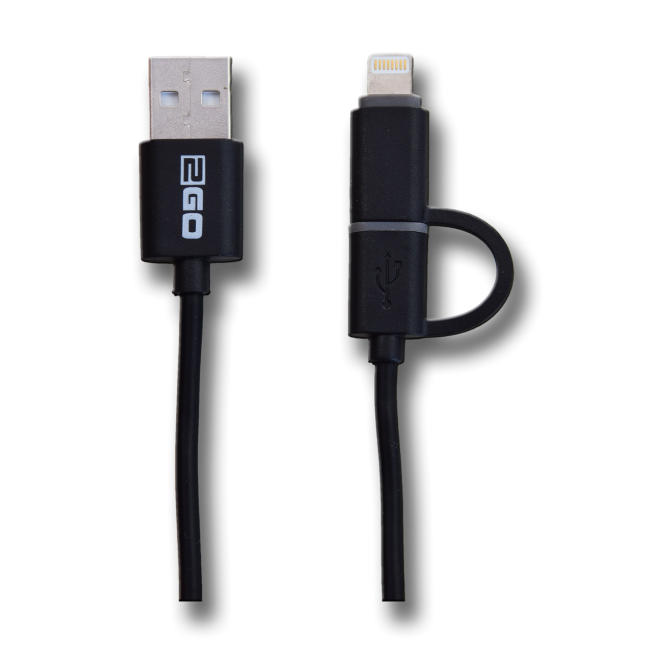 Bild von 2 in 1 USB Datenkabel - schwarz - 100cm