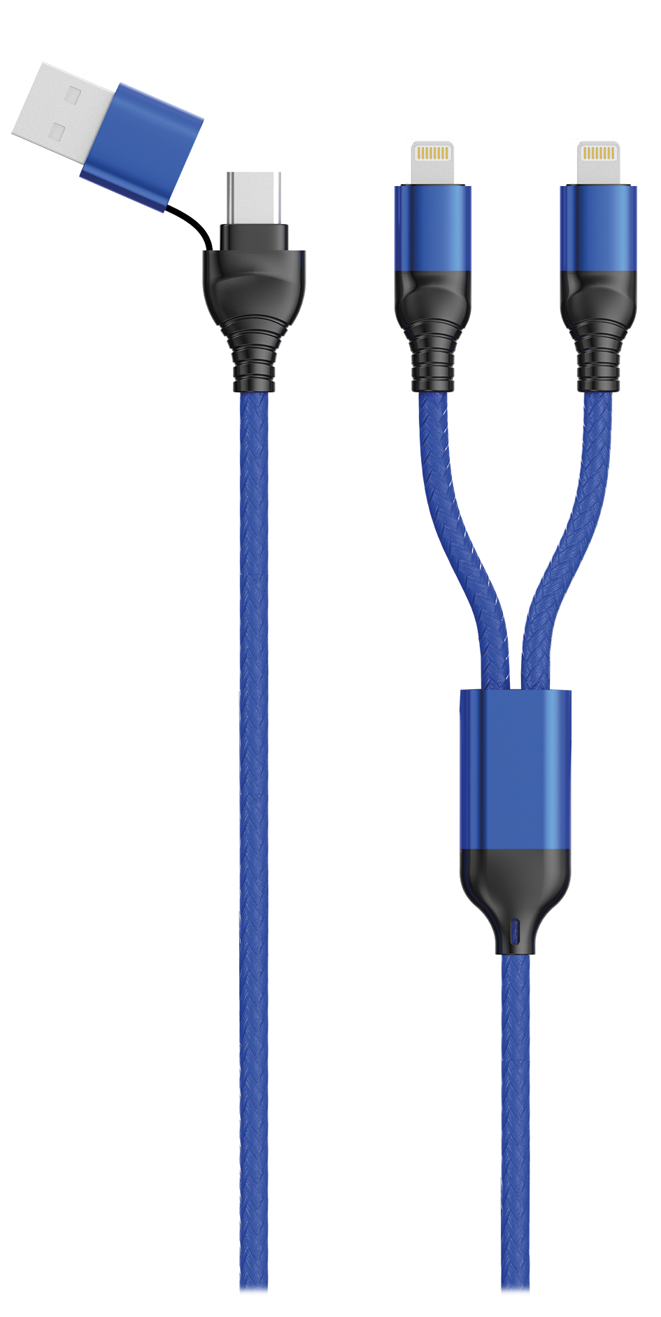 Bild von Duo USB / Type C Ladekabel Lightning - blau - 120cm