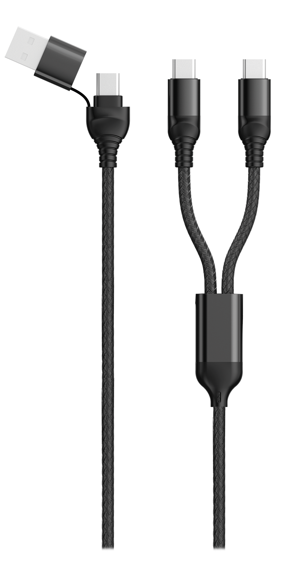 Bild von Duo USB / Type C Ladekabel Type C - schwarz - 120cm