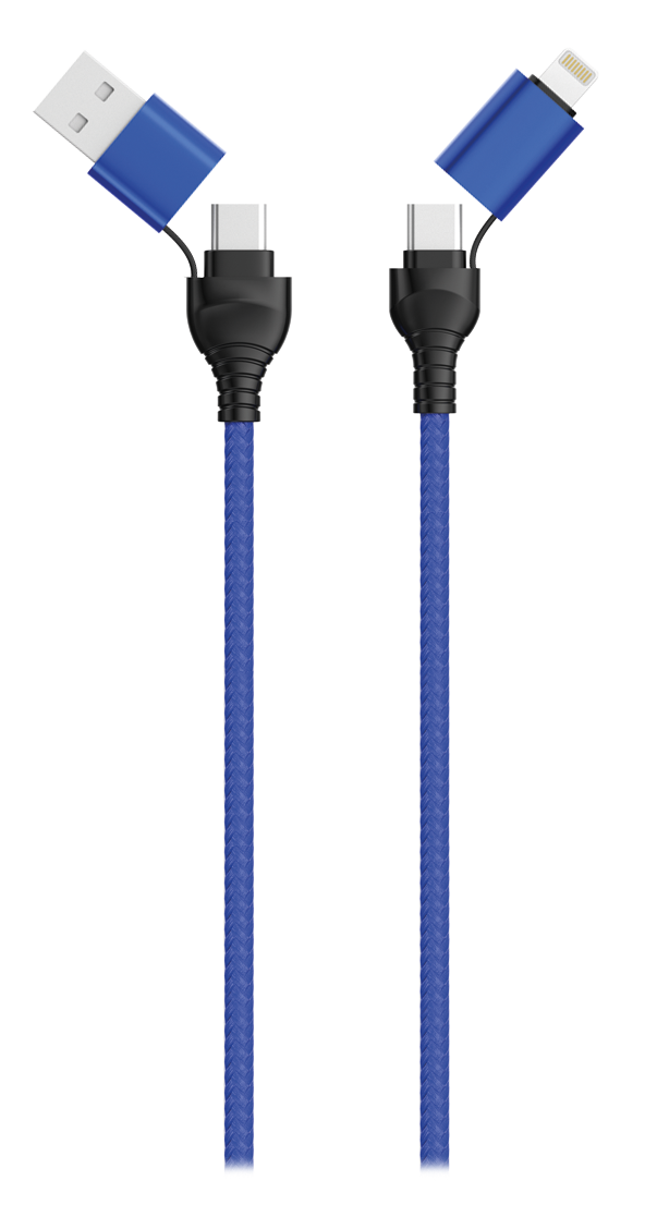 Bild von 4 in 1 USB / Type C Datenkabel - blau - 120cm